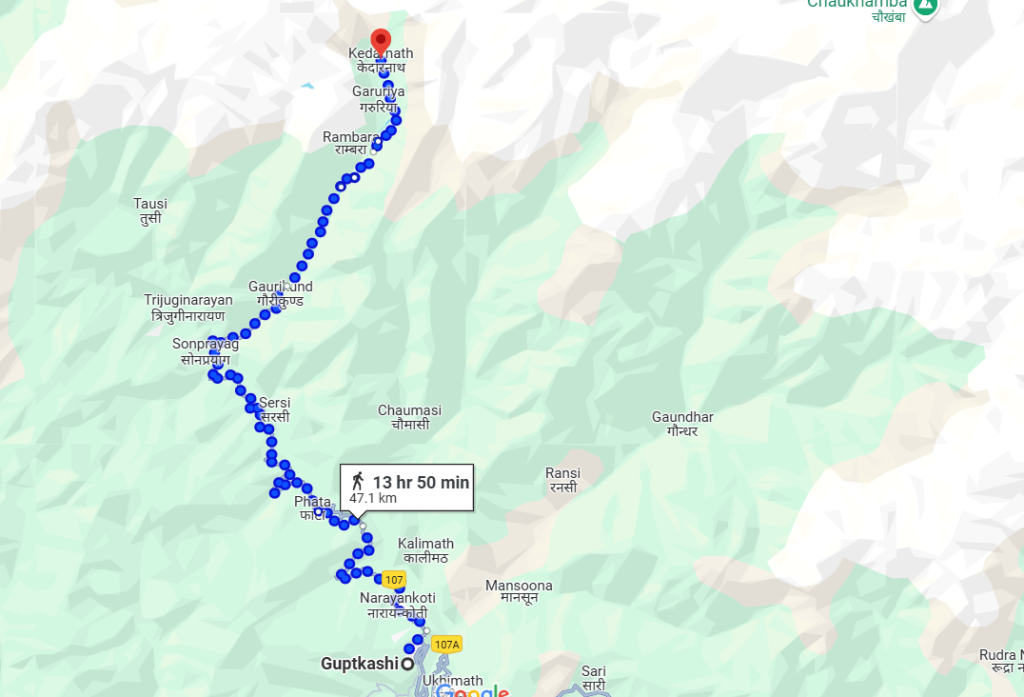 guptkashi-to-kedarnath-map