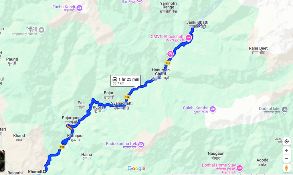 haridwar-to-barkot-char-dham-map